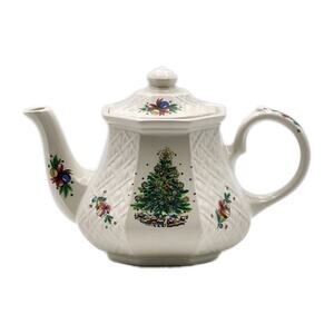 Sadler England Teapot Christmas Eve Salem Tree Vintage Ceramic w/ Lid